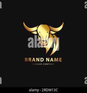 Bull logo. Premium logo for steakhouse, Steakhouse or butchery. Abstract stylized cow or bull head with horns symbol. Creative steak, meat logo. Stock Vector