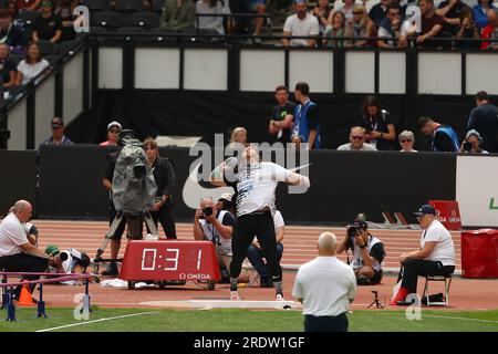 London Stadium, London, UK. 23rd July, 2023. 2023 London Diamond League Athletics; Ryan Crouser in the shot put winning with a distance of 23.07m. Credit: Action Plus Sports/Alamy Live News Stock Photo