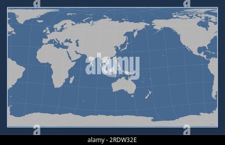 Sunda tectonic plate on the solid contour map in the Patterson Cylindrical Oblique projection centered meridionally and latitudinally. Stock Vector