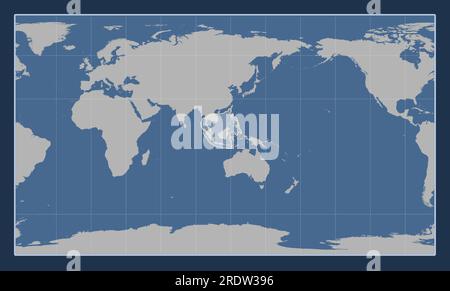 Sunda tectonic plate on the solid contour map in the Patterson Cylindrical projection centered meridionally. Stock Vector