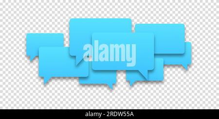 Set of speech bubbles icons. Blue speech bubbles on a transparent background. Communication between people, a kind of active conversation. Balloons Co Stock Vector