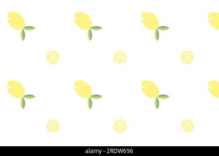Vector seamless background in scandinavian style geometric patterns yellow lemons on a white background Vector EPS10 Stock Vector