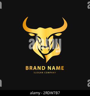 Bull logo. Premium logo for steakhouse, Steakhouse or butchery. Abstract stylized cow or bull head with horns symbol. Creative steak, meat logo. Stock Vector