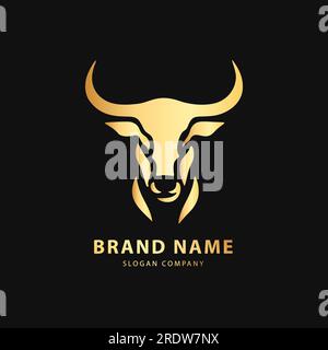 Bull logo. Premium logo for steakhouse, Steakhouse or butchery. Abstract stylized cow or bull head with horns symbol. Creative steak, meat logo. Stock Vector