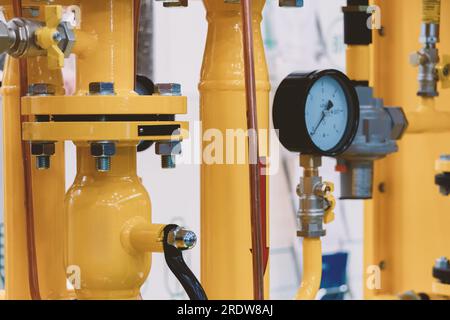 Gas control station for reducing gas pressure and counting the amount of gas used Stock Photo