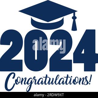 Congratulations Class of 2024 Blue Graphic Stock Vector