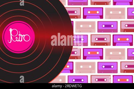 Brilliant vinyl musical analogue retro old hipster vintage gramophone record for a vinyl gramophone with an inscription of a retro against a backgroun Stock Vector