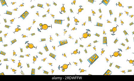 Seamless endless pattern of repeating glasses with tasty alcoholic cocktails drinks for parties on a white background. Vector illustration. Stock Vector