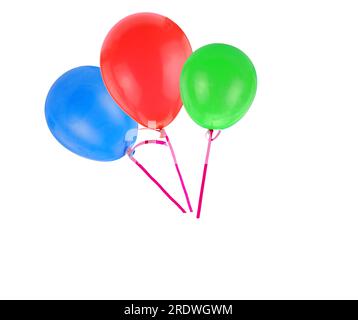 Balloons flying isolated on white background, Stock Photo