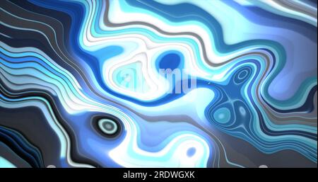 Abstract blue liquid epoxy acrylic resin swirling twisted lines abstract background. Stock Photo