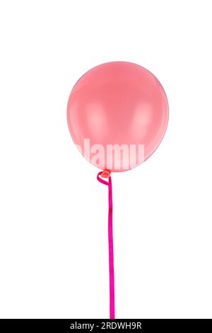 Pink balloon and ribbon flying isolated on white background, Stock Photo