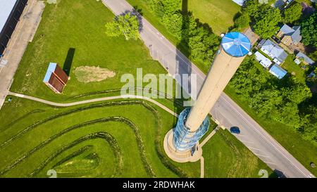 Ariel Foundation Park aerial Rastin Observation Tower drone view from above tower Stock Photo