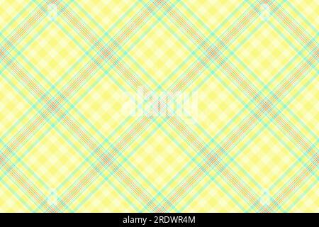 Vector plaid texture of textile background pattern with a tartan check fabric seamless in lemon chiffon and yellow colors. Stock Vector