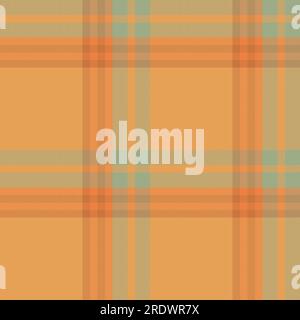 Check plaid textile of pattern tartan vector with a seamless texture fabric background in orange and pastel colors. Stock Vector