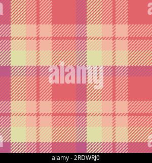 Fabric seamless pattern of texture check vector with a tartan background plaid textile in red and orange colors. Stock Vector
