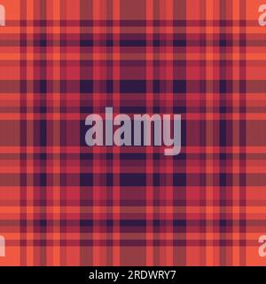 Pattern plaid vector of check texture seamless with a fabric tartan textile background in red and dark colors. Stock Vector