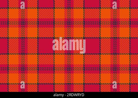 Plaid background fabric of textile pattern check with a seamless tartan texture vector in red and bright colors. Stock Vector