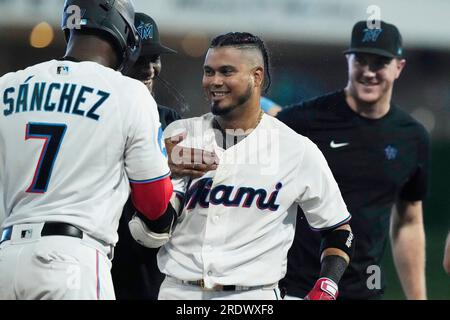 ANAHEIM, CA - MAY 28: Miami Marlins first base coach Jon Jay (11