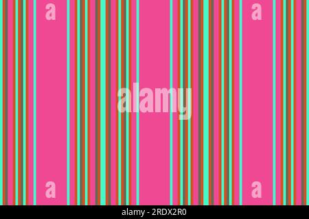 Seamless background lines of vector stripe texture with a vertical fabric textile pattern in red and turquoise colors. Stock Vector