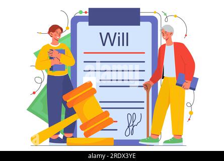 Old man with his will concept Stock Vector