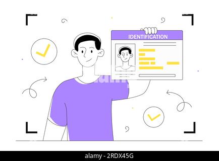 Man with identification line concept Stock Vector