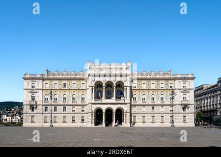 Façade of Palazzo del Governo, once Palace of the Austrian Hungarian lieutenancy, house of the Prefecture, piazza Unità d'Italia, Trieste, Italy Stock Photo