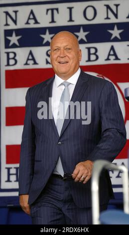 Cooperstown, United States. 23rd July, 2023. National Baseball Hall of Fame member Cal Ripken is introduced during induction ceremonies for Fred McGriff and Scott Rolen, in Cooperstown, NY on Sunday, July 23, 2023. Photo by Bill Greenblatt/UPI Credit: UPI/Alamy Live News Stock Photo