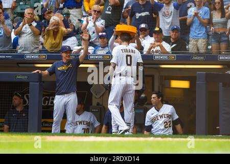 The Brewers new home-run cheesehead gets a workout Tuesday against