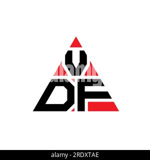 VDF triangle letter logo design with triangle shape. VDF triangle logo design monogram. VDF triangle vector logo template with red color. VDF triangul Stock Vector