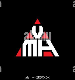 VMH triangle letter logo design with triangle shape. VMH triangle logo design monogram. VMH triangle vector logo template with red color. VMH triangul Stock Vector