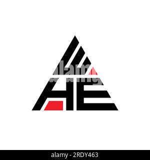 WHE triangle letter logo design with triangle shape. WHE triangle logo design monogram. WHE triangle vector logo template with red color. WHE triangul Stock Vector