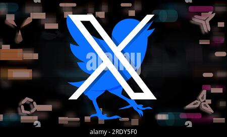 Twitter owner Elon Musk announced that his logo would be changed from a bird to an X. Musk posted a possible future design for Twitter  July 23, 2023 Stock Photo