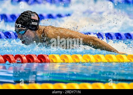 Torri Huske of the United States competes in the women's 100-meter