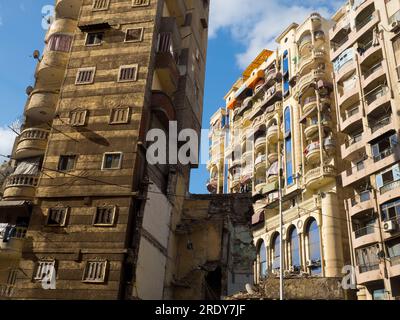 The city of Alexandria is located on the northern, Mediterranean coast of Egypt, to the West of the Nile Delta. Founded around 331 BC by Alexander the Stock Photo