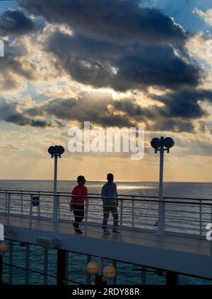 Running tracks are my secret weapon and favoured shooting venue when on board cruise liners. Not only do they help in the fight against lashings of ov Stock Photo