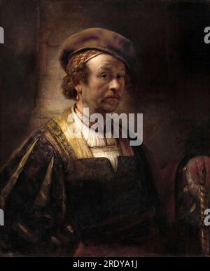 Portrait of Rembrandt van Rijn (Dutch, 1606 - 1669) By Rembrandt's studio in  1650 Stock Photo