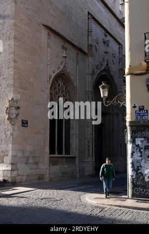 Street scene in front of the Lonja, the silk exchange, which has been a UNESCO World Heritage Site since 1996. Stock Photo