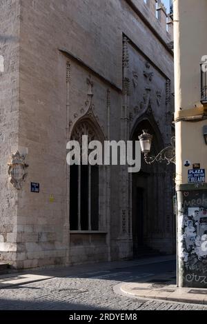 Street scene in front of the Lonja, the silk exchange, which has been a UNESCO World Heritage Site since 1996. Stock Photo