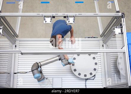 Technician checking machine part in modern industry Stock Photo