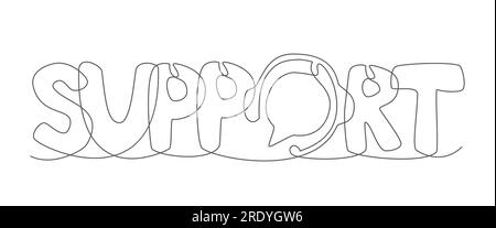 Support One line drawing isolated on white background Stock Vector