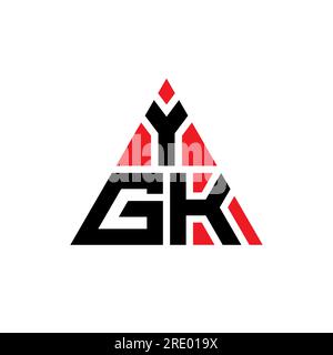 YGK triangle letter logo design with triangle shape. YGK triangle logo design monogram. YGK triangle vector logo template with red color. YGK triangul Stock Vector