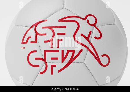 LONDON, UK - July 2023: Brazil national football team logo badge on a  soccer ball. 3D Rendering Stock Photo - Alamy