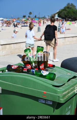 Garbage collection on the beach Stock Photo