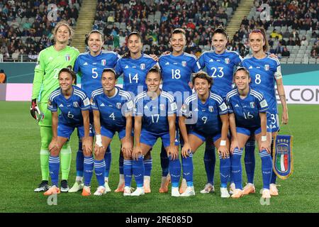 Auckland, New Zealand. 24th July, 2023. Players of Italy line up for a team photo before the group G match between Italy and Argentina at the FIFA Women's World Cup Australia & New Zealand 2023 in Auckland, New Zealand, July 24, 2023. Credit: Qin Lang/Xinhua/Alamy Live News Stock Photo