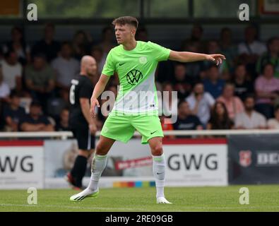 firo : 07/15/2023, football, soccer, 1st league, 1st Bundesliga, season 2023/2024, test match, VfL Wolfsburg - Beck's selection Dzenan PEJCINOVIC, Wolfsburg, gesture Stock Photo