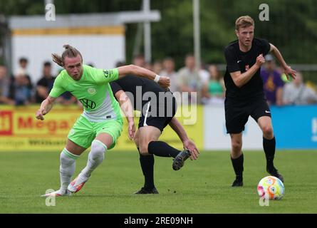 firo : 07/15/2023, football, soccer, 1st league, 1st Bundesliga, season 2023/2024, test match, VfL Wolfsburg - Beck's selection Patrick WIMMER, Wolfsburg, duels Stock Photo