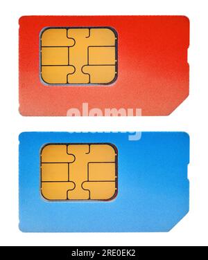 two sim cards isolated on white background Stock Photo