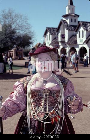 Gold Canyon AZ USA. 2/1999. Arizona Renaissance Festival 16th century lifestyle usually runs from 10 a.m. to 6 p.m. on Saturdays and Sundays, rain or shine, from February 4 through April 2.  Colorful costumes, plenty of food and wonderful entertainment for young and old. Stock Photo