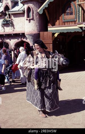 Gold Canyon AZ USA. 2/1999. Arizona Renaissance Festival 16th century lifestyle usually runs from 10 a.m. to 6 p.m. on Saturdays and Sundays, rain or shine, from February 4 through April 2.  Colorful costumes, plenty of food and wonderful entertainment for young and old. Stock Photo