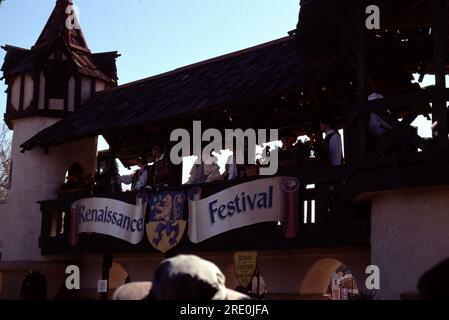 Gold Canyon AZ USA. 2/1999. Arizona Renaissance Festival 16th century lifestyle usually runs from 10 a.m. to 6 p.m. on Saturdays and Sundays, rain or shine, from February 4 through April 2.  Colorful costumes, plenty of food and wonderful entertainment for young and old. Stock Photo